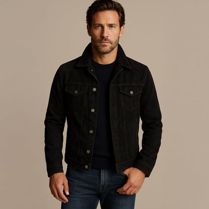 VogeLuxe | Men’s Textured Suede Trucker Jacket