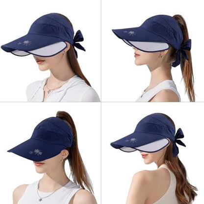 VogeLuxe | Women’s Foldable Wide Brim Sun Hat with Ponytail Opening