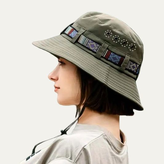 VogeLuxe | Women’s Wide Brim Sun Bucket Hat With Chin Strap