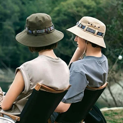 VogeLuxe | Women’s Wide Brim Sun Bucket Hat With Chin Strap