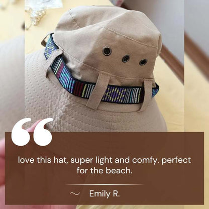 VogeLuxe | Women’s Wide Brim Sun Bucket Hat With Chin Strap