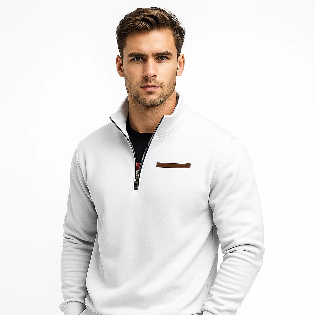 VogeLuxe | Men’s Quarter Zip Pullover with High Collar