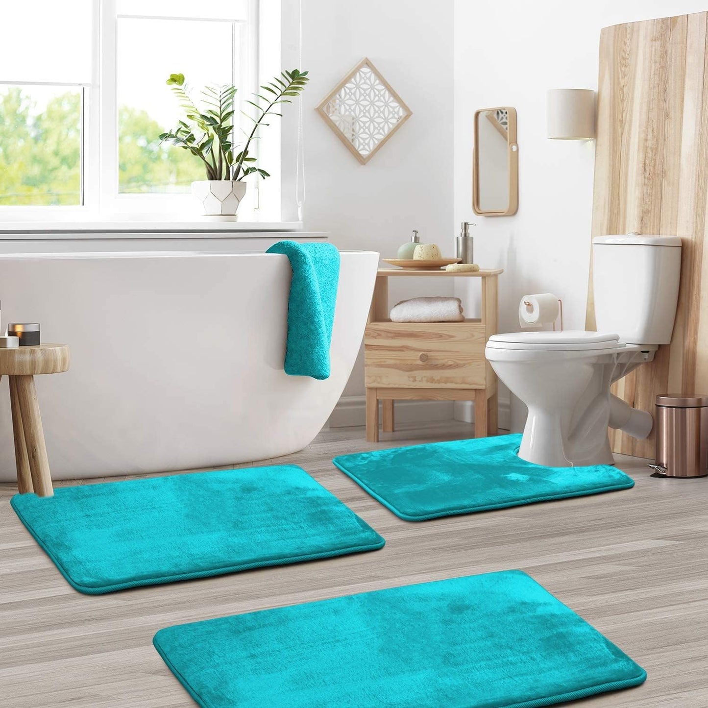 Plush Soft Bathroom Mat Set 3 Piece Anti Slip