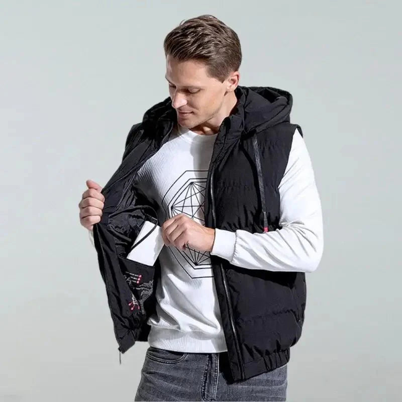 VogeLuxe | Men’s Heated Quilted Hooded Puffer Vest