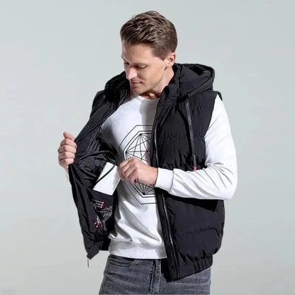 VogeLuxe | Men’s Heated Quilted Hooded Puffer Vest