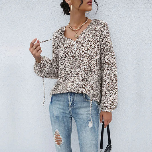 Women's Comfortable Casual Leopard Print Blouse - VogeLuxe