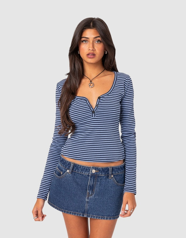 Soft Classic Striped Women's Long Sleeve Blouse - VogeLuxe