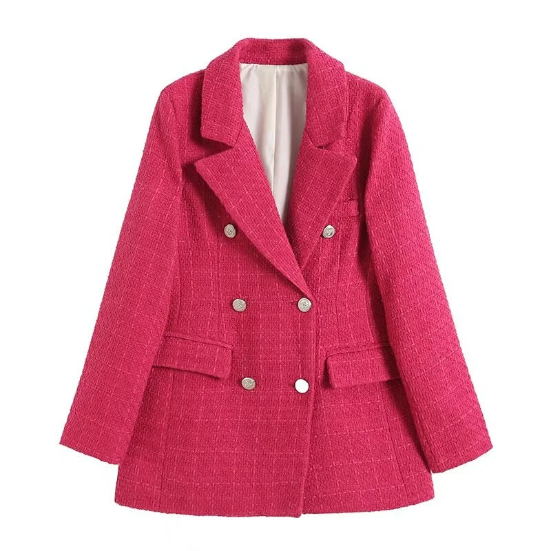 Chic Pink Tweed Jacket for Women