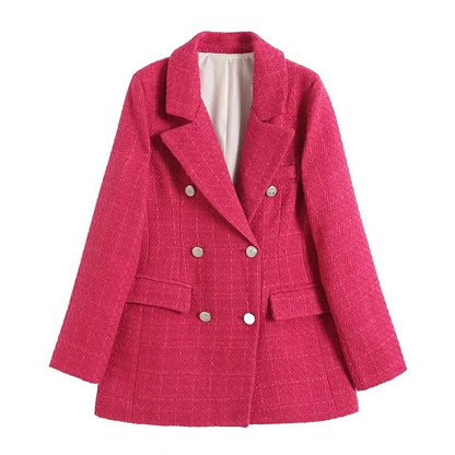 Chic Pink Tweed Jacket for Women