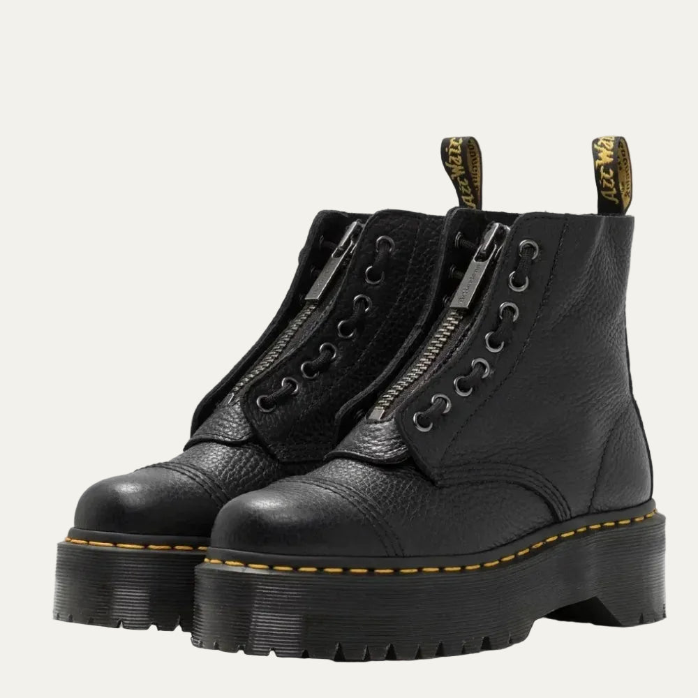 VogeLuxe | Women’s Chunky Platform Ankle Boots with Textured Leather