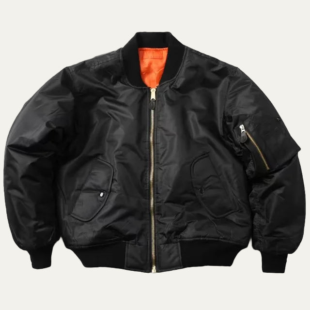 VogeLuxe | Unisex Classic Full Zip Bomber Jacket with Sleeve Utility Pocket