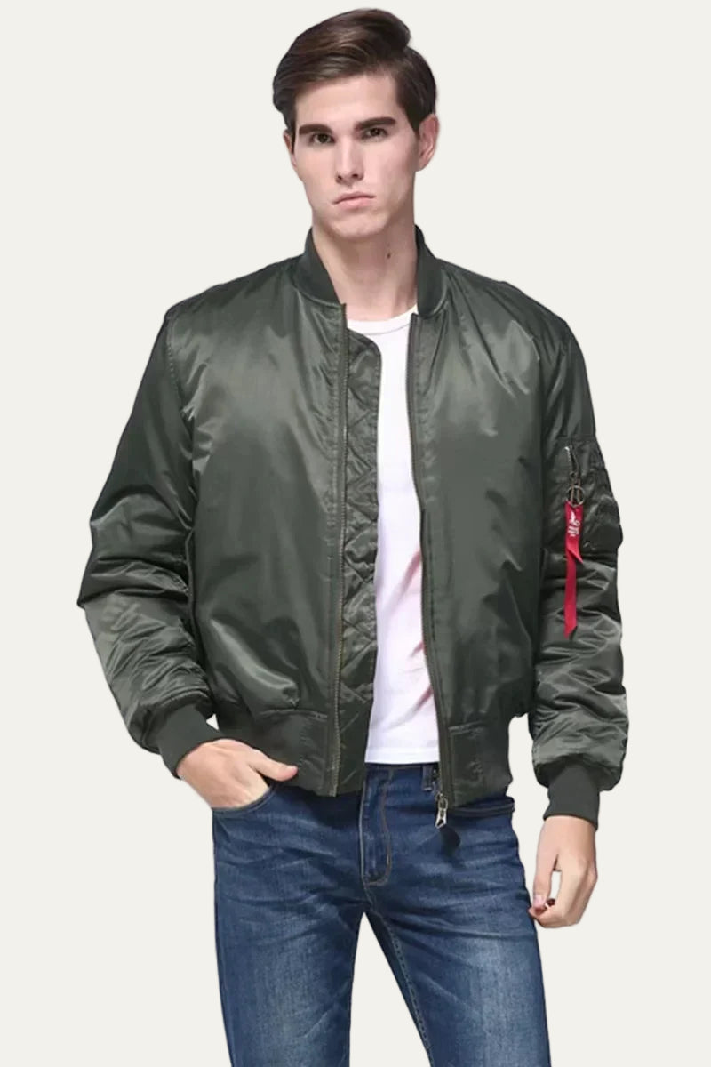 VogeLuxe | Unisex Classic Full Zip Bomber Jacket with Sleeve Utility Pocket