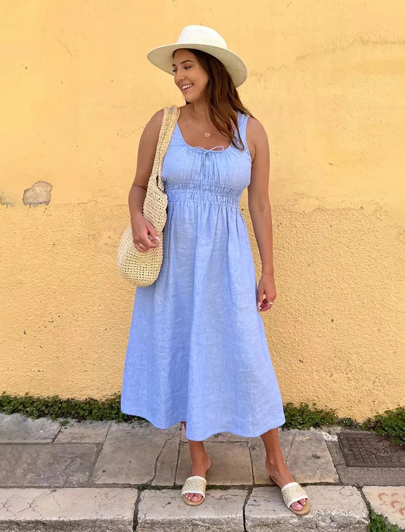 Lightweight Women's Summer Linen Dress - VogeLuxe