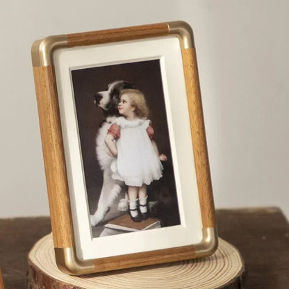 Rustic Wooden Picture Frame | Classic Brass Accent