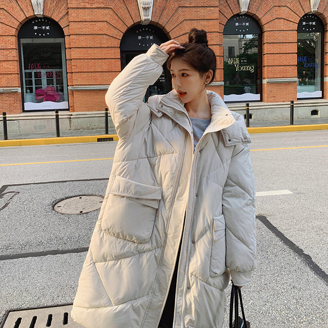 Comfortable Warm Womens Down Parka Coat with Large Pockets