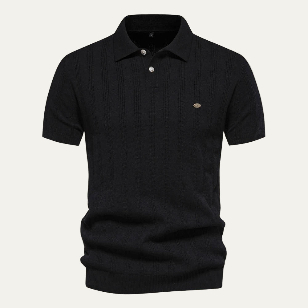 VogeLuxe | Men’s Textured Knit Short Sleeve Polo