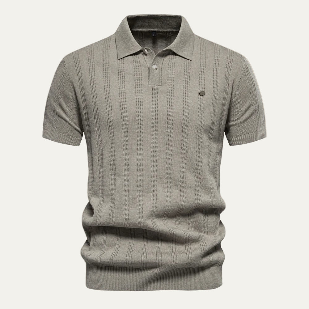 VogeLuxe | Men’s Textured Knit Short Sleeve Polo