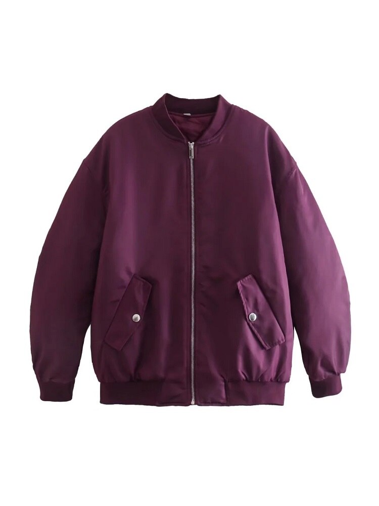 Relaxed Fit Women's Bomber Coat - VogeLuxe