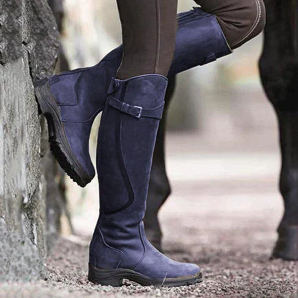 Ladies Tall Boots - Buckled Strap and Durable Sole