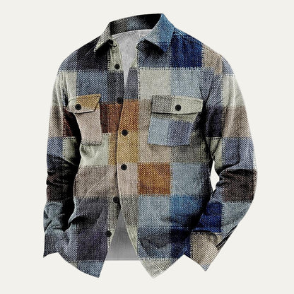 VogeLuxe | Men’s Tribal Pattern Corduroy Button Shirt Jacket