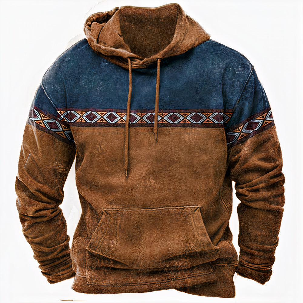 Classic Mens Hoodie with Global Print Design - VogeLuxe