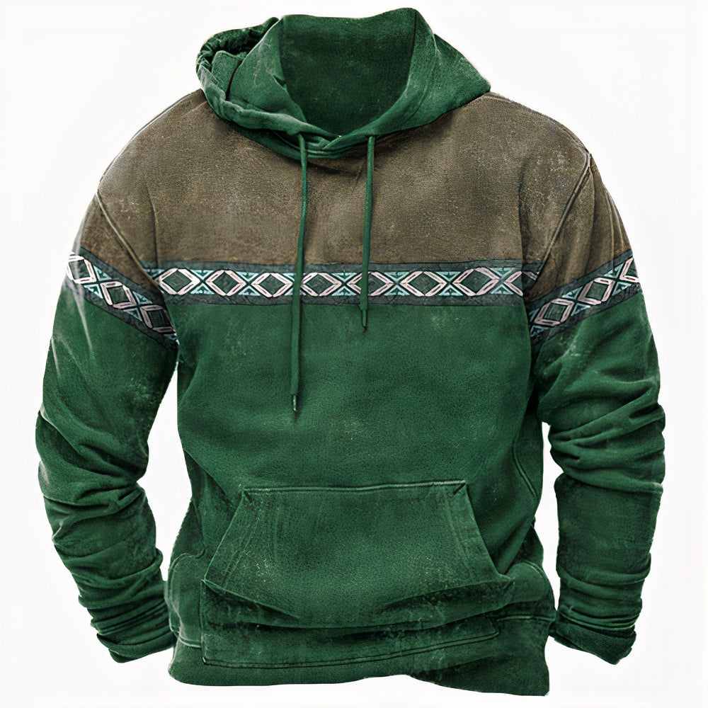 Classic Mens Hoodie with Global Print Design