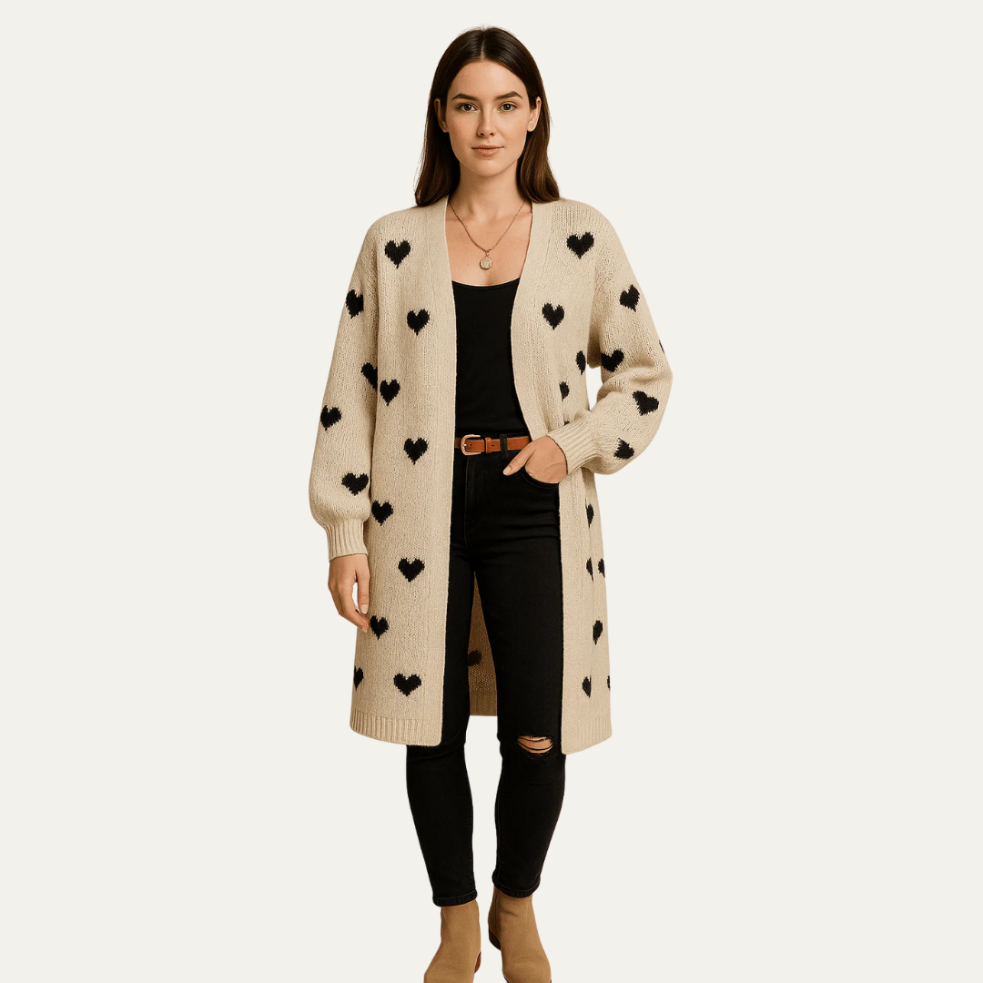 VogeLuxe | Women’s Cozy Heart Knit Cardigan
