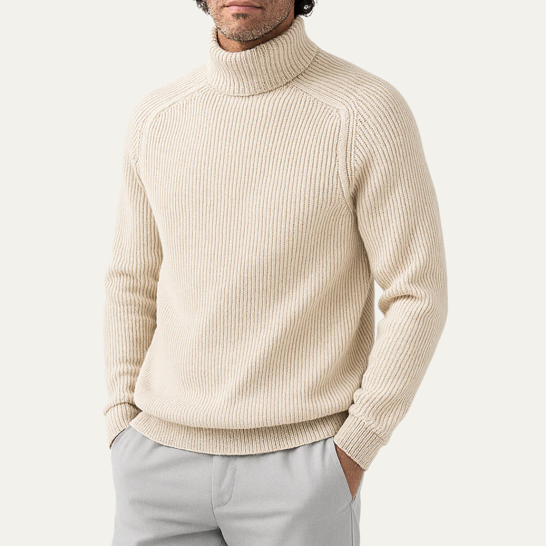 VogeLuxe | Men’s Warm Chunky Ribbed Turtleneck Sweater main image 0