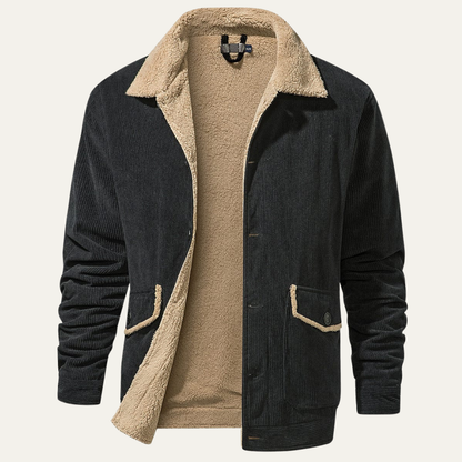 VogeLuxe | Men’s Corduroy Jacket with Fleece Lining and Contrast Collar