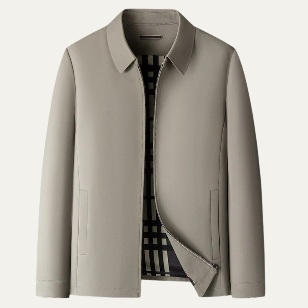 VogeLuxe | Men’s Minimalist Zip Front Bomber Jacket