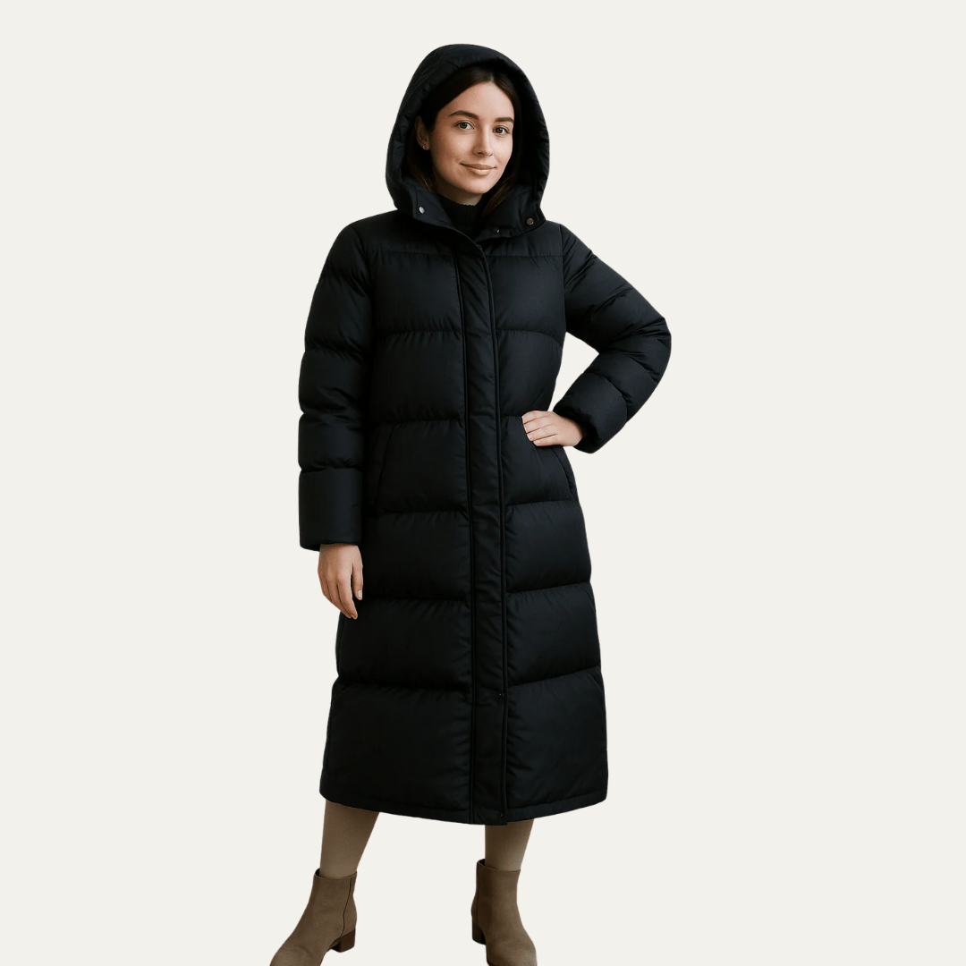VogeLuxe | Women’s Long Quilted Puffer Coat with Hood