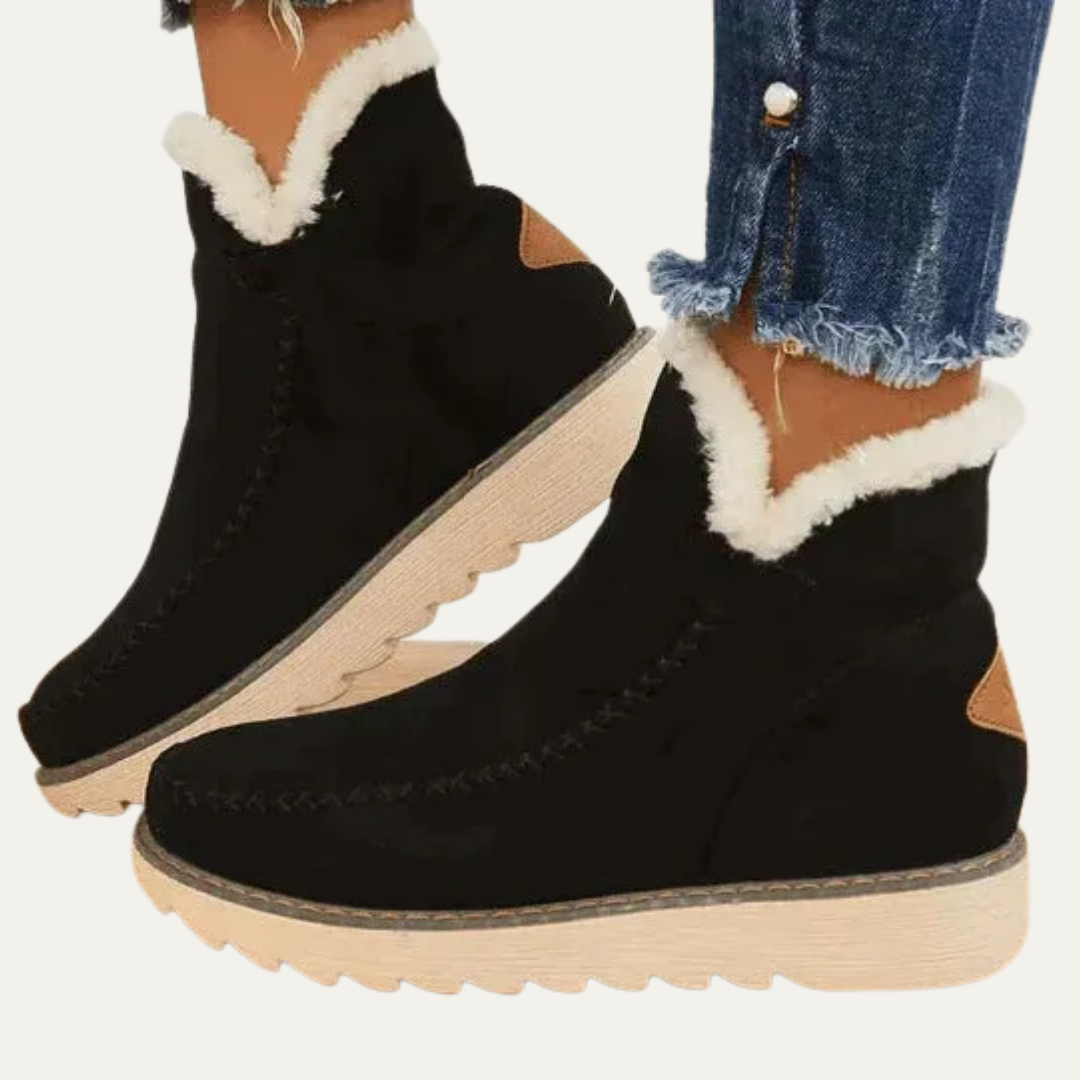 VogeLuxe | Women’s Suede Look Faux Fur Lined Wedge Winter Boots