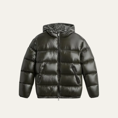 VogeLuxe | Men’s Glossy Hooded Puffer Jacket