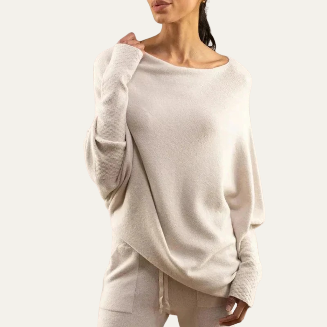 VogeLuxe | Women’s Off-Shoulder Relaxed Knit Sweater