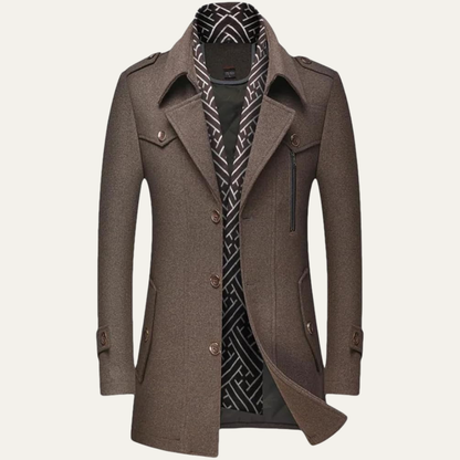 VogeLuxe | Men’s Layered Collar Peacoat Jacket
