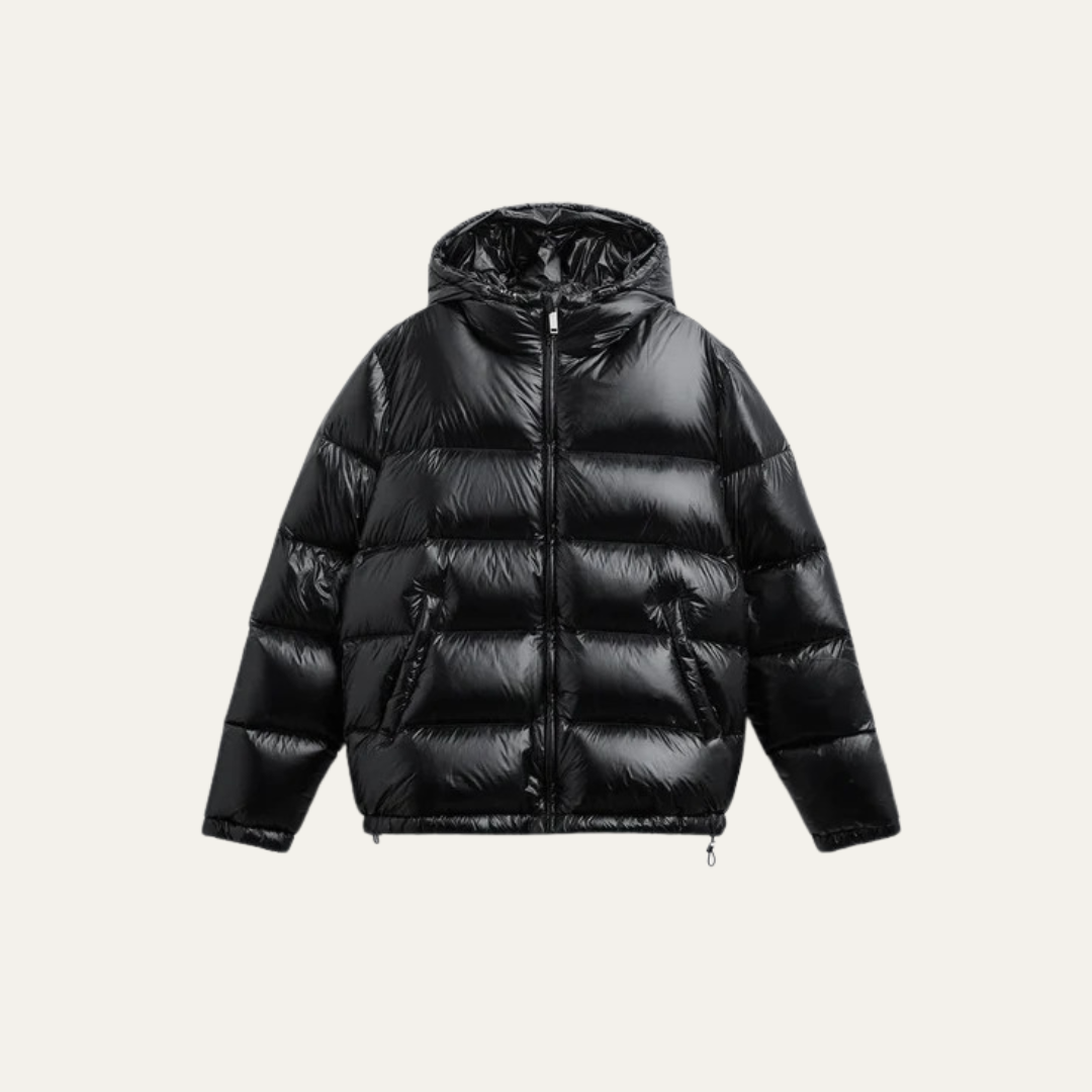 VogeLuxe | Men’s Glossy Hooded Puffer Jacket