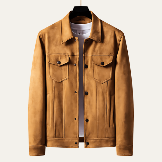VogeLuxe | Men’s Suede Look Classic Trucker Jacket