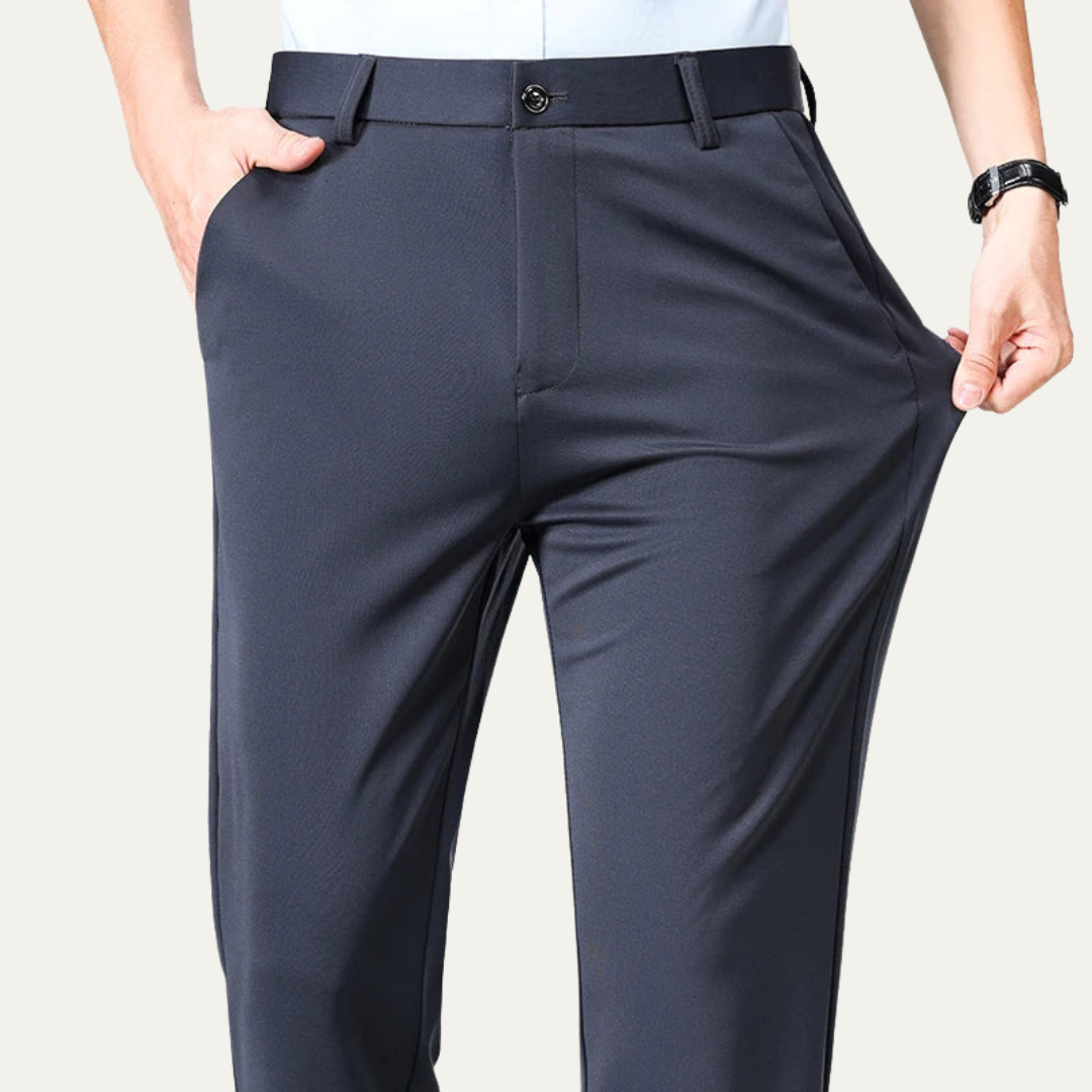 VogeLuxe | Men’s Modern Stretch Flat-Front Trousers
