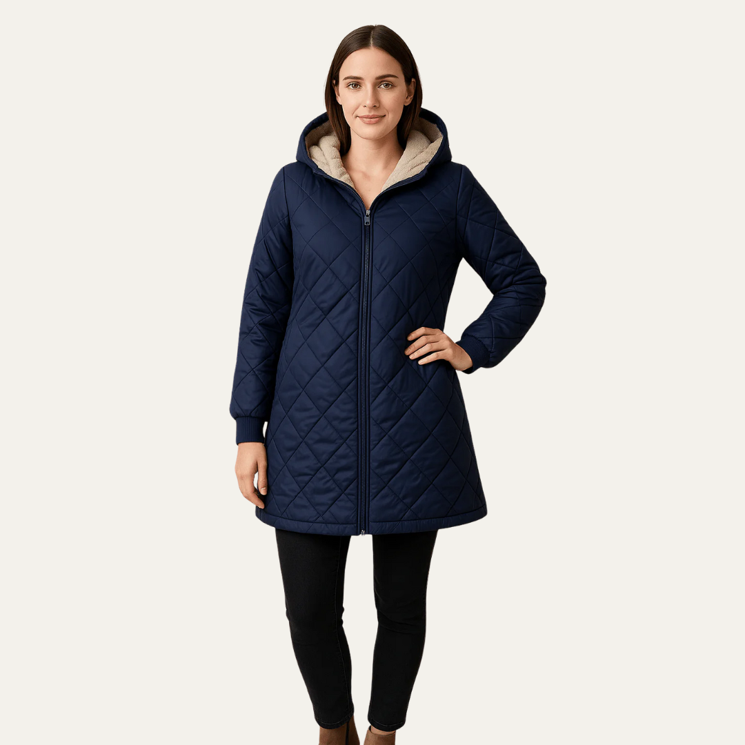 VogeLuxe | Women’s Long Quilted Sherpa Lined Hooded Coat