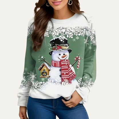 VogeLuxe | Women’s Festive Snowman Crewneck Sweatshirt