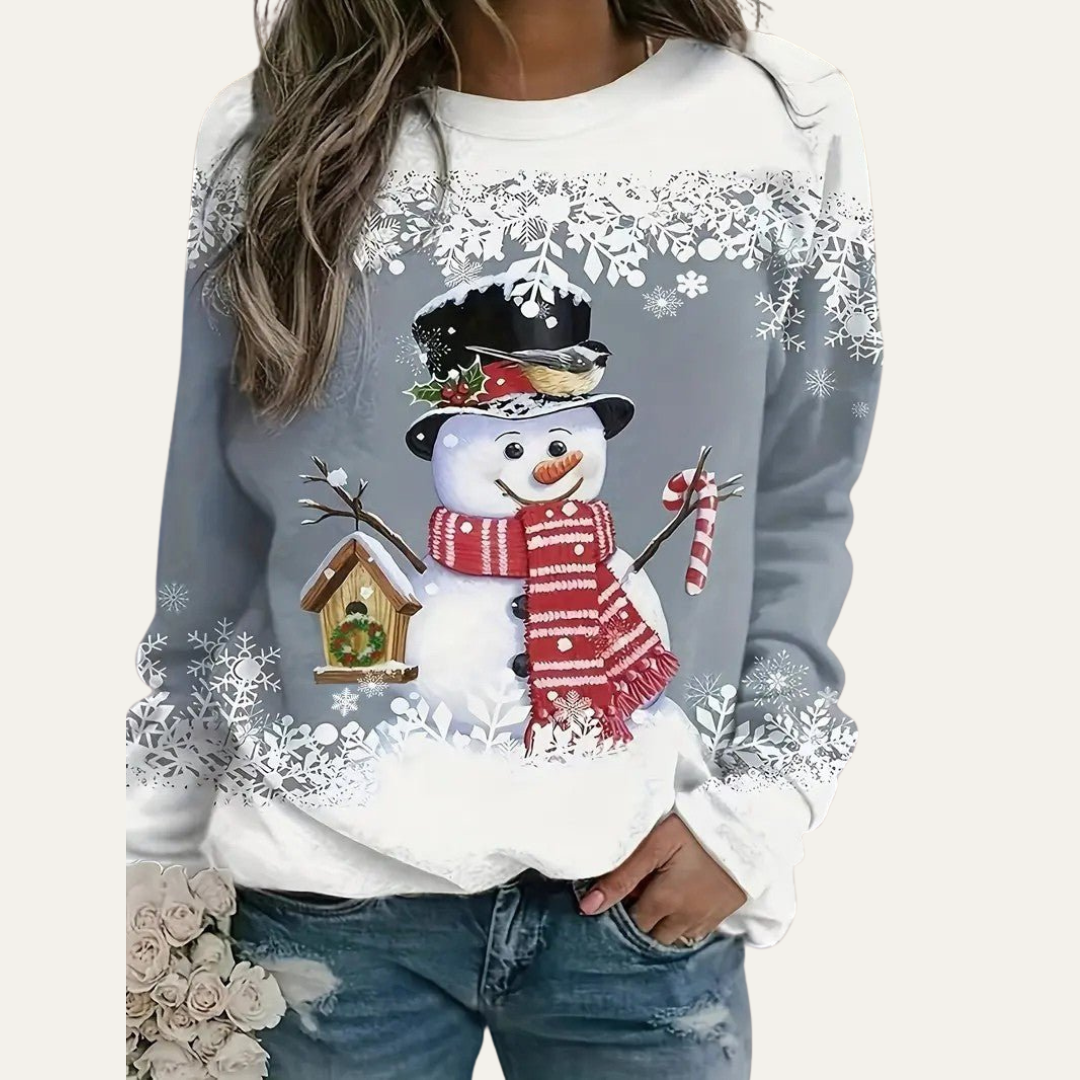VogeLuxe | Women’s Festive Snowman Crewneck Sweatshirt
