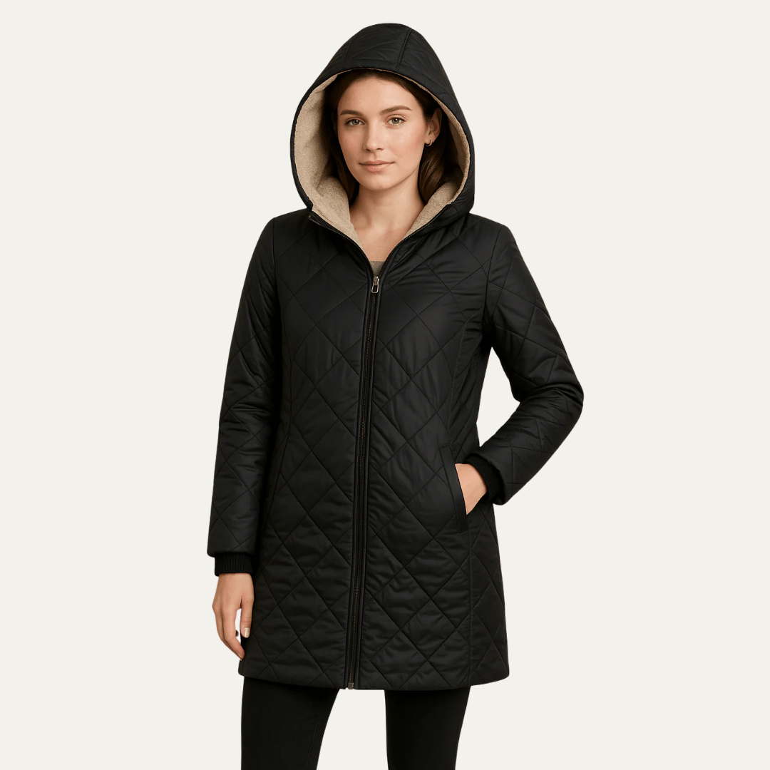 VogeLuxe | Women’s Long Quilted Sherpa Lined Hooded Coat