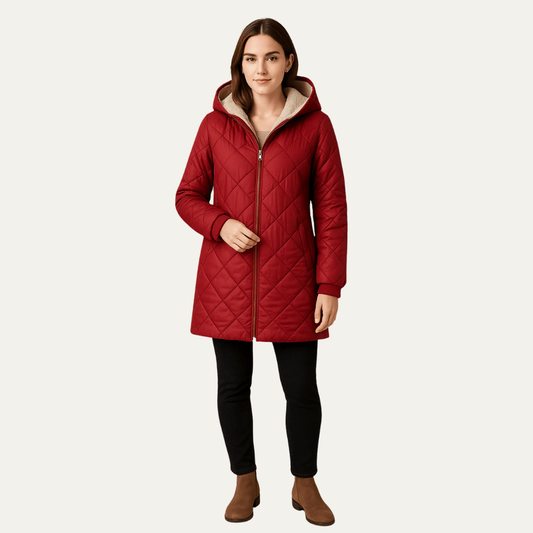 VogeLuxe | Women’s Long Quilted Sherpa Lined Hooded Coat