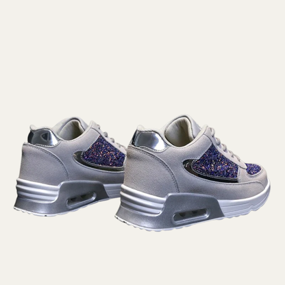 VogeLuxe | Women’s Reflective Glitter Panel Platform Fashion Sneaker