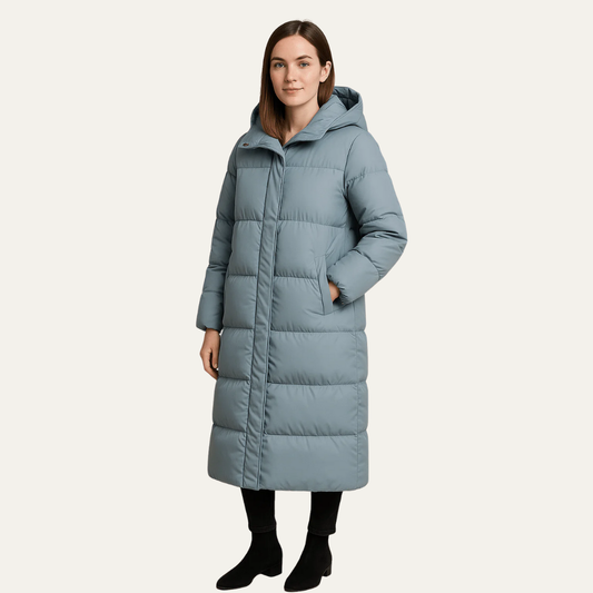 VogeLuxe | Women’s Long Quilted Puffer Coat with Hood