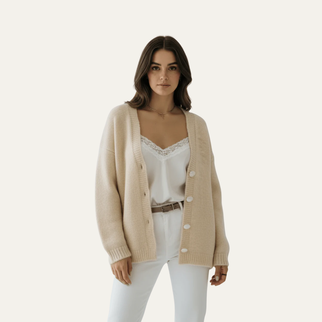 VogeLuxe | Women’s Oversized Fuzzy Knit Button Cardigan