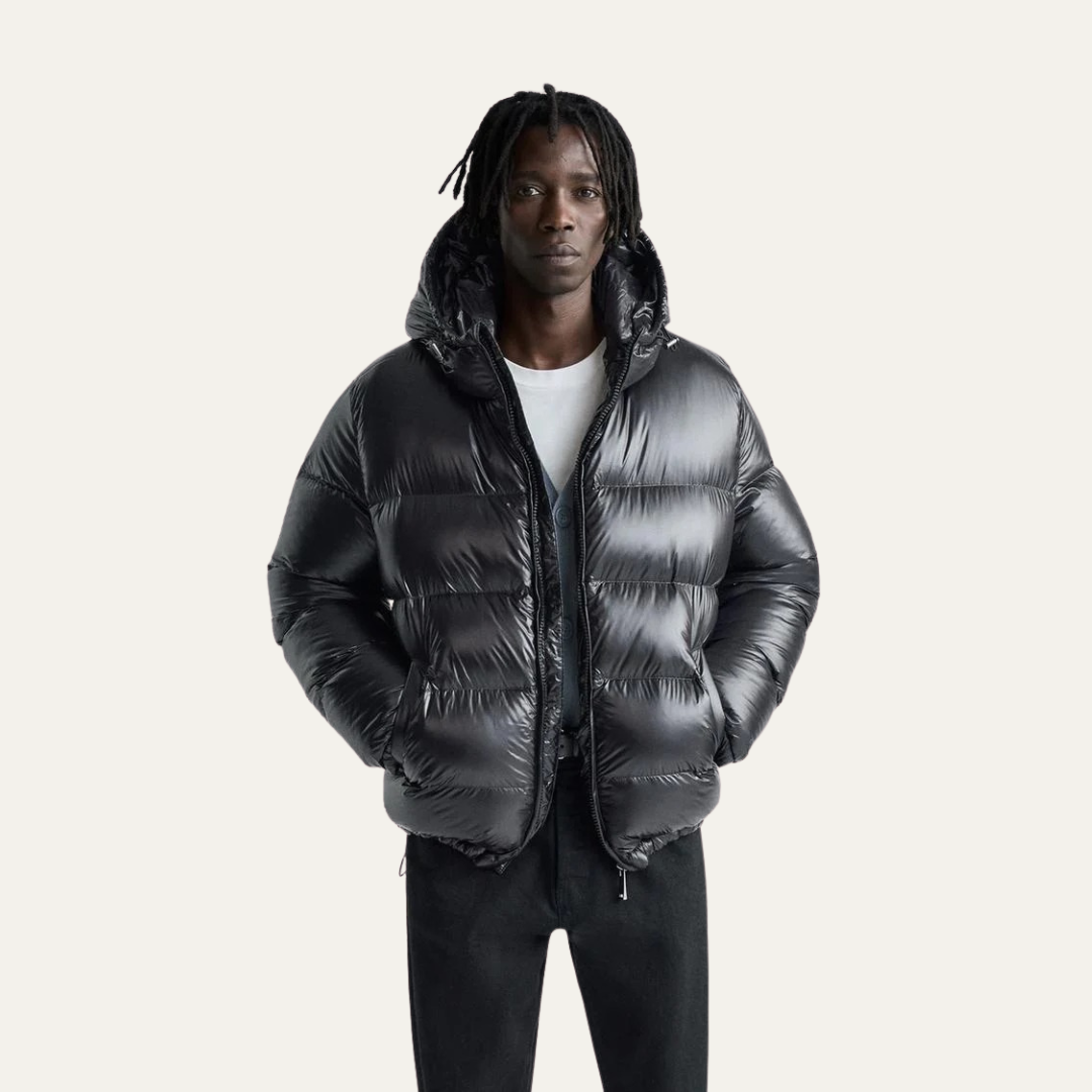 VogeLuxe | Men’s Glossy Hooded Puffer Jacket