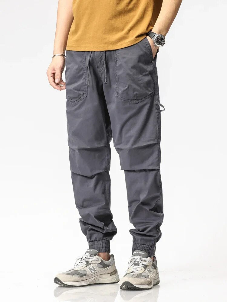 Men's Slim Fit Cargo Pants with Elastic Waistband