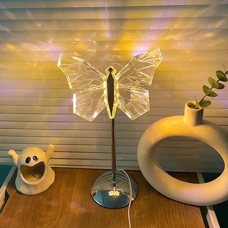 Elegant Glass Butterfly LED Bedside Table Lamp