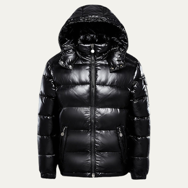 VogeLuxe | Men’s Warm Shiny Quilted Hooded Puffer Jacket